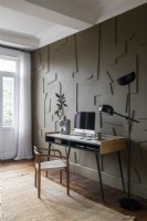 Contemporary textured painted wall in study