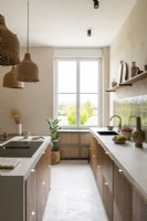 Modern kitchen with garden view 