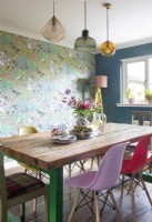 Eclectic colourful dining room