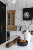 Black, white and wooden contemporary kitchen