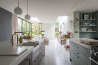Open plan kitchen with a view through to extension and dining area