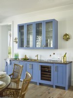 Painted blue bar in the dining room of Bakers Bay project on the Bahamas