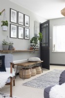 Display and storage ideas for a monochrome sitting room