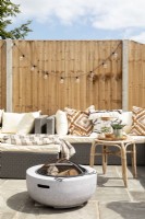 Detail of outdoor seating in calm neutral tones